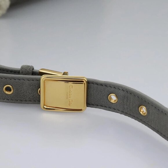 Christian Dior Shoulder Bag Suede Gray Gold Auth PP357AV - Picture 9 of 16
